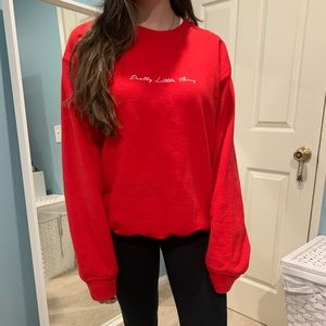 Pretty Little Thing red sweatshirt